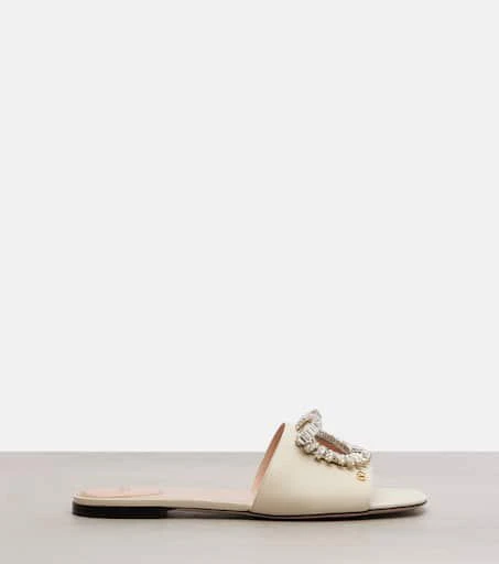 Valentino Adamantine embellished leather slides 4