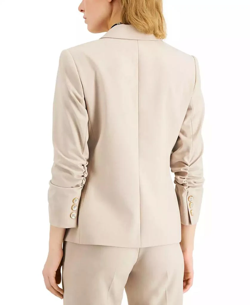 Tahari Women's Ruched-Sleeve One-Button Blazer 2