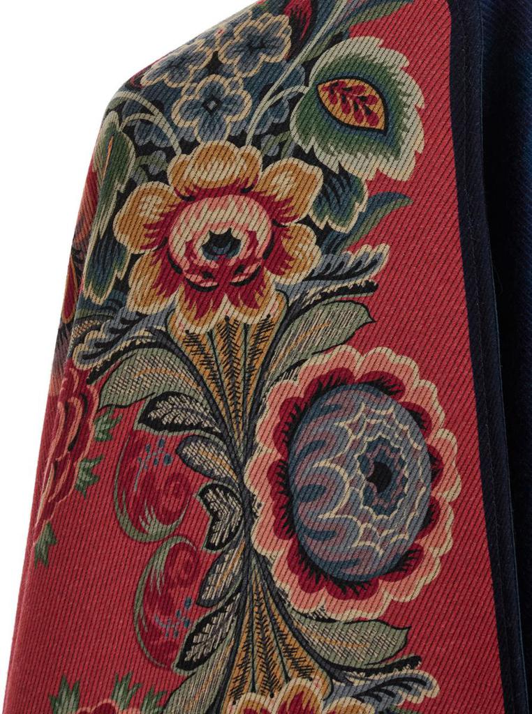 Red Cape With All-Over Floral Motif In Wool Blend Woman – On