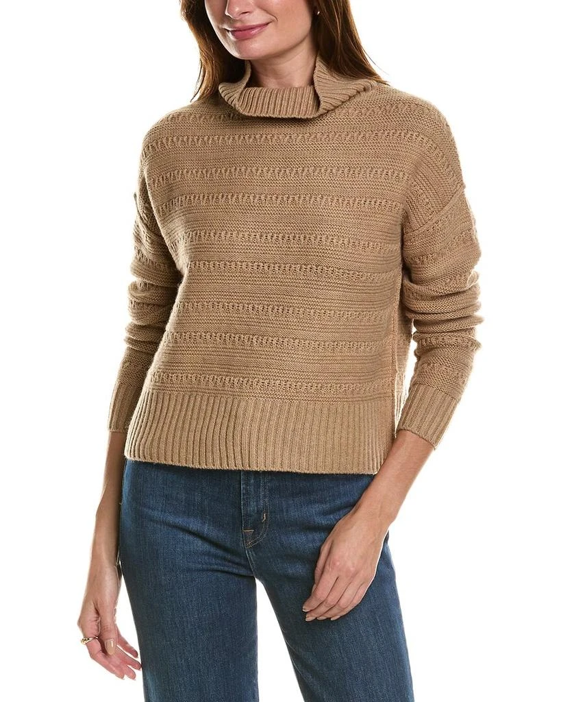 FORTE_FORTE Crop Textured Mock Neck Wool & Cashmere-Blend Sweater 1