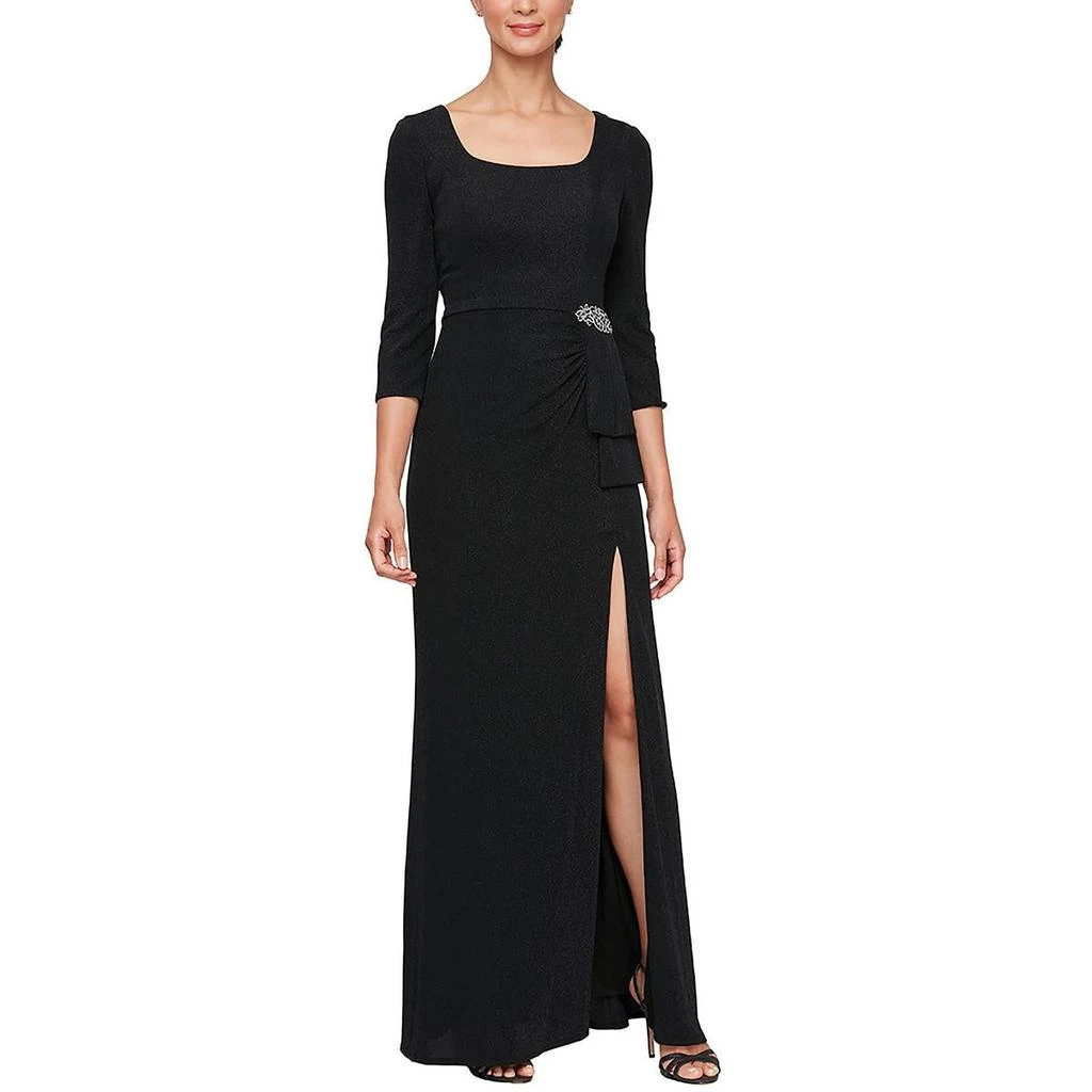 Alex Evenings Womens Metallic Square Neck Evening Dress 1