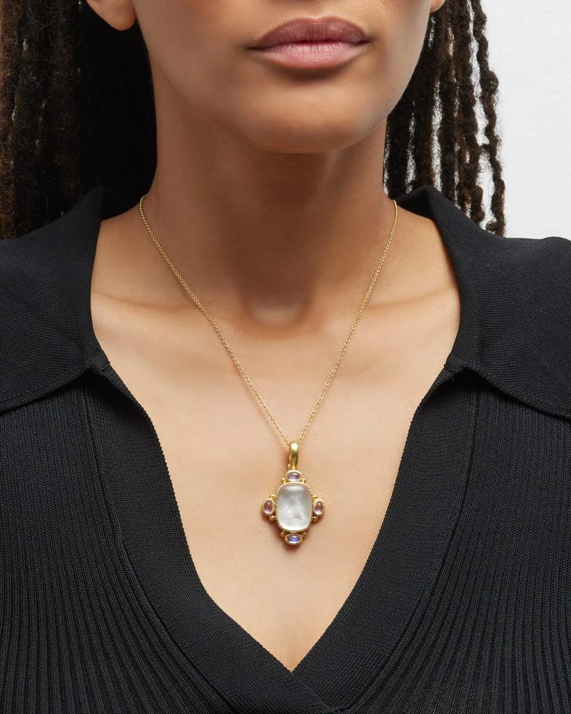 Elizabeth Locke 19K Rock Crystal Seated Whippet Cabochon Moonstone Pendant, 32x27mm 2