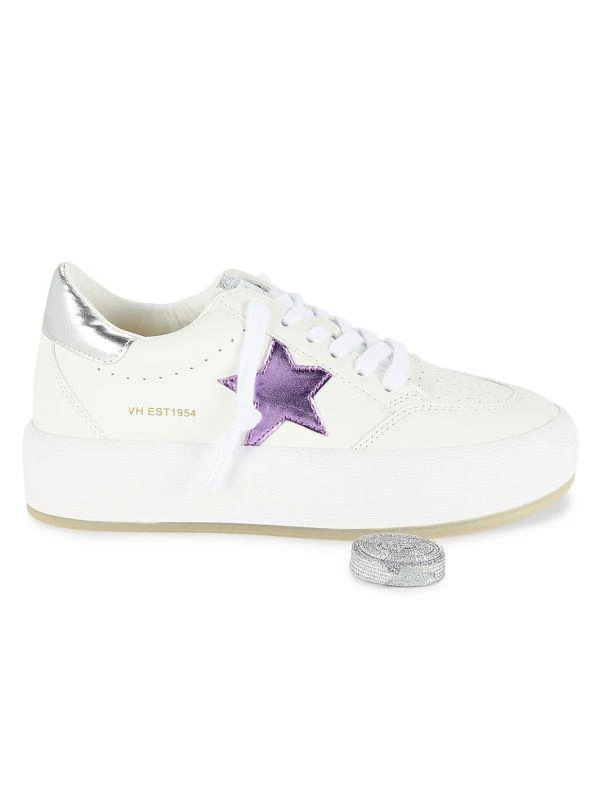 Vintage Havana Sandy Leather 
Faux Leather Embroidered Sneakers