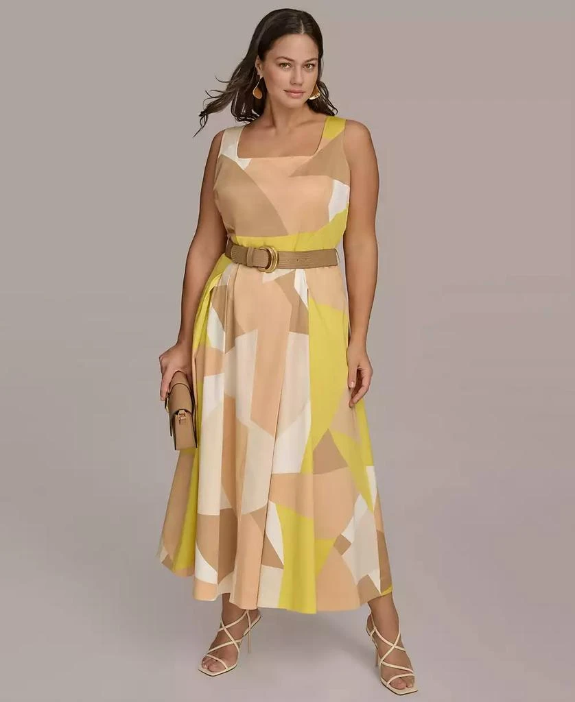 Donna Karan Plus Size Printed Belted Dress 1