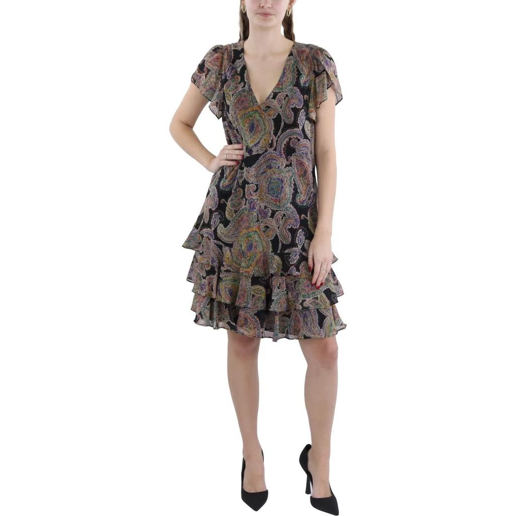 Ralph Lauren Womens Matte Jersey Printed Cocktail Dress 1