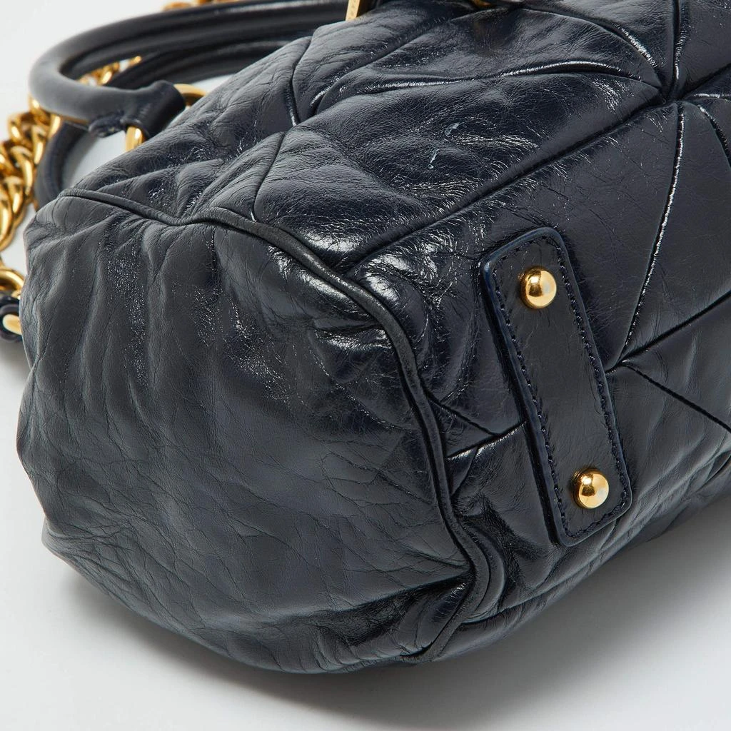 Marc Jacobs Marc Jacobs Navy Blue Quilted Leather Stam Satchel 18