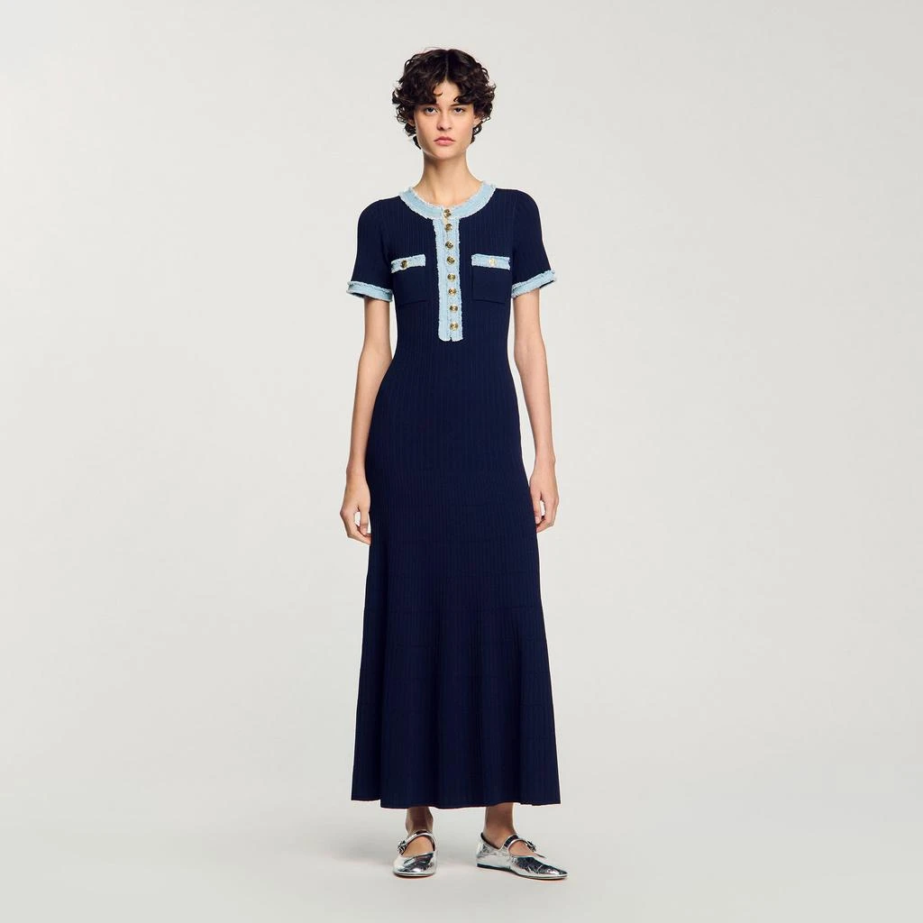 white christmas dresses SANDRO DAY DREAM MAXI DRESS IN VISCOSE-KNIT MAXI DRESS - Green main image 0