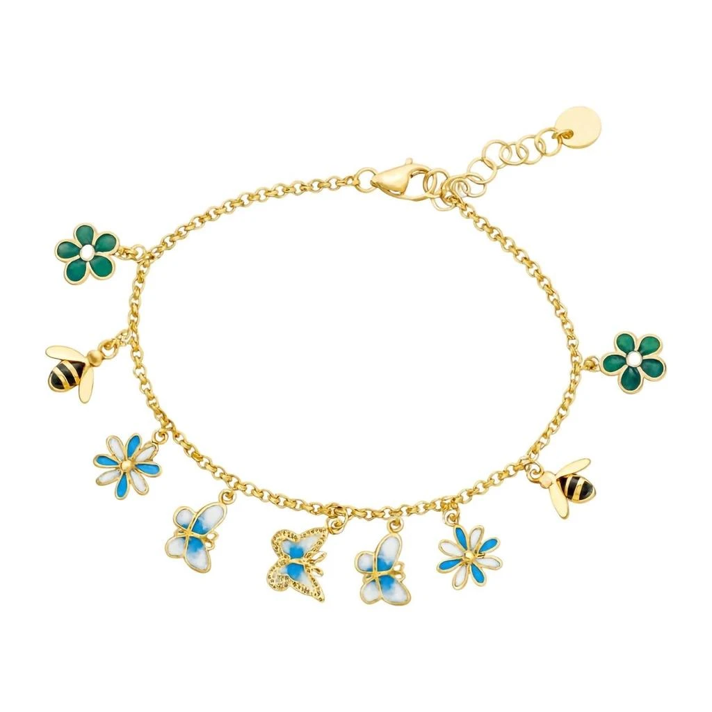Atlanta Jewelers Supply Atlanta Jewelers Supply - Women's Colorful Flower Butterfly Bee Charm Bracelet