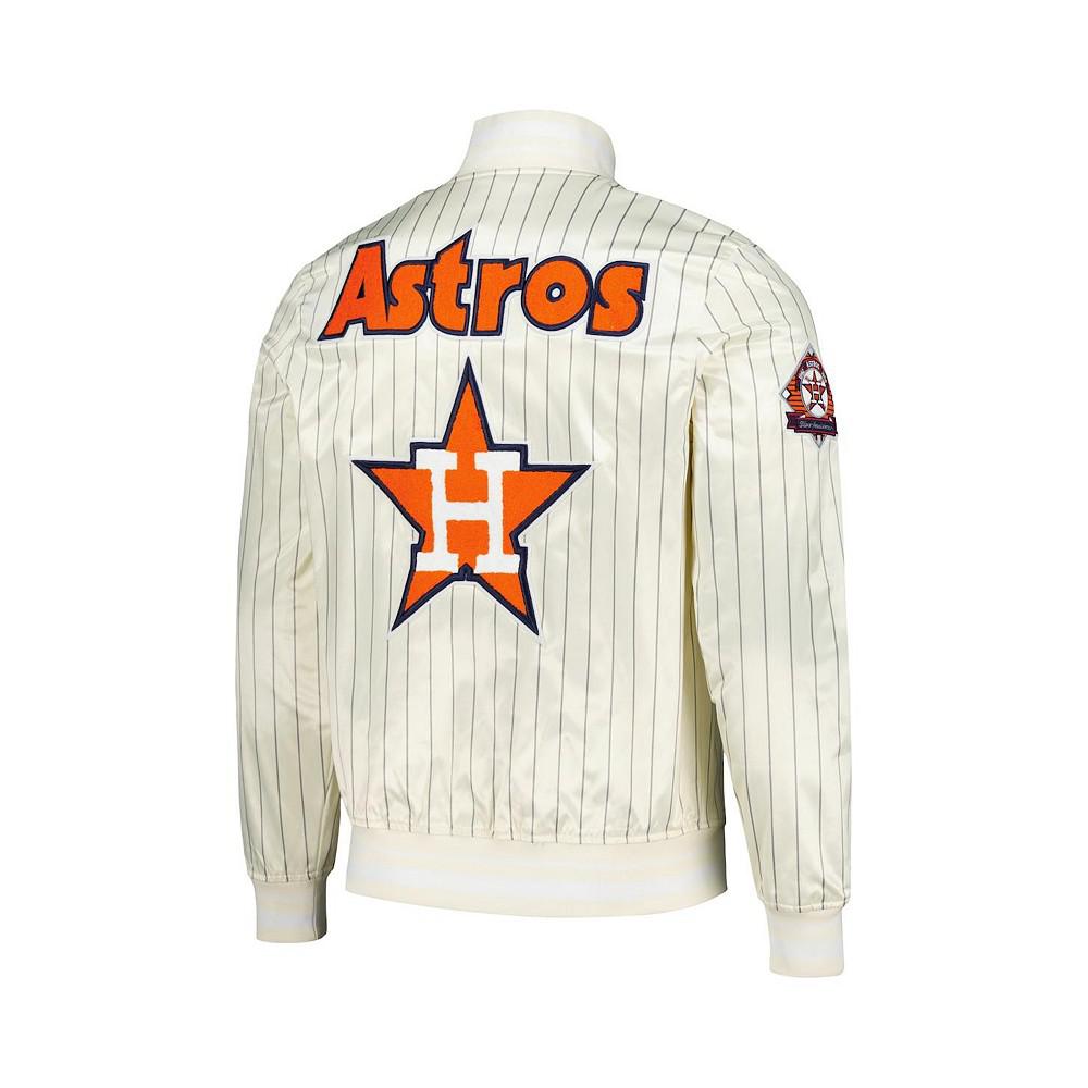 Pro Standard Men's Cream Houston Astros Cooperstown Collection Pinstripe Retro Classic Satin Full-Snap Jacket