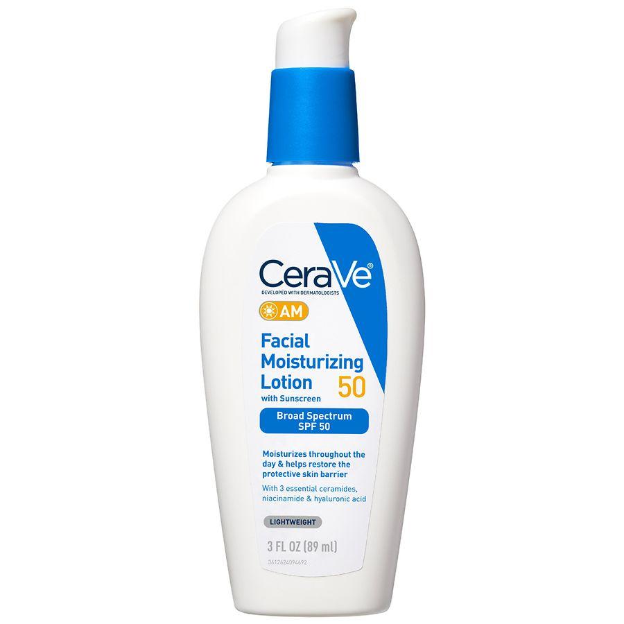 CeraVe AM Facial Moisturizing Lotion SPF 50, No White Cast Fragrance Free