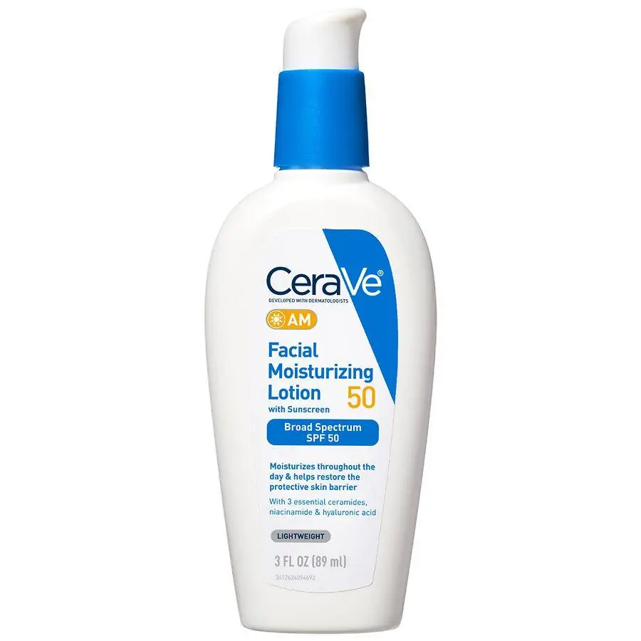 CeraVe AM Facial Moisturizing Lotion SPF 50, No White Cast Fragrance Free