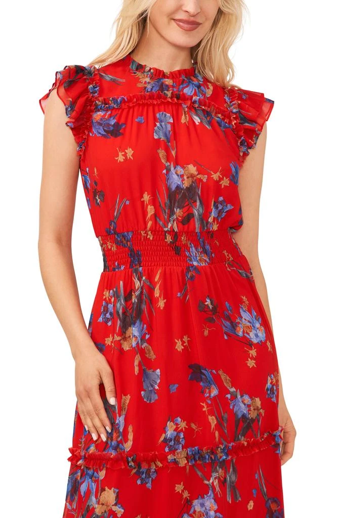 CeCe Floral Smocked Ruffle Midi Dress 3