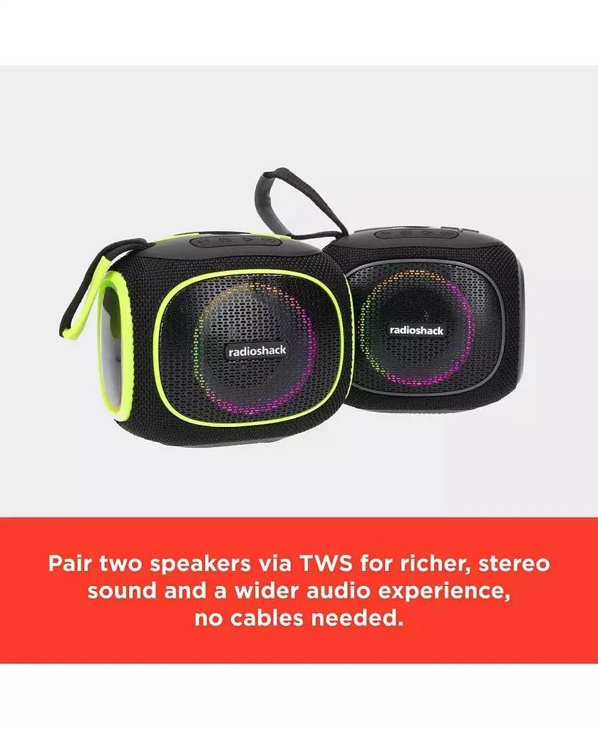 RadioShack 10W Mini Bluetooth Portable Speaker IPX5 Splashproof With FM Radio Black and Green 6