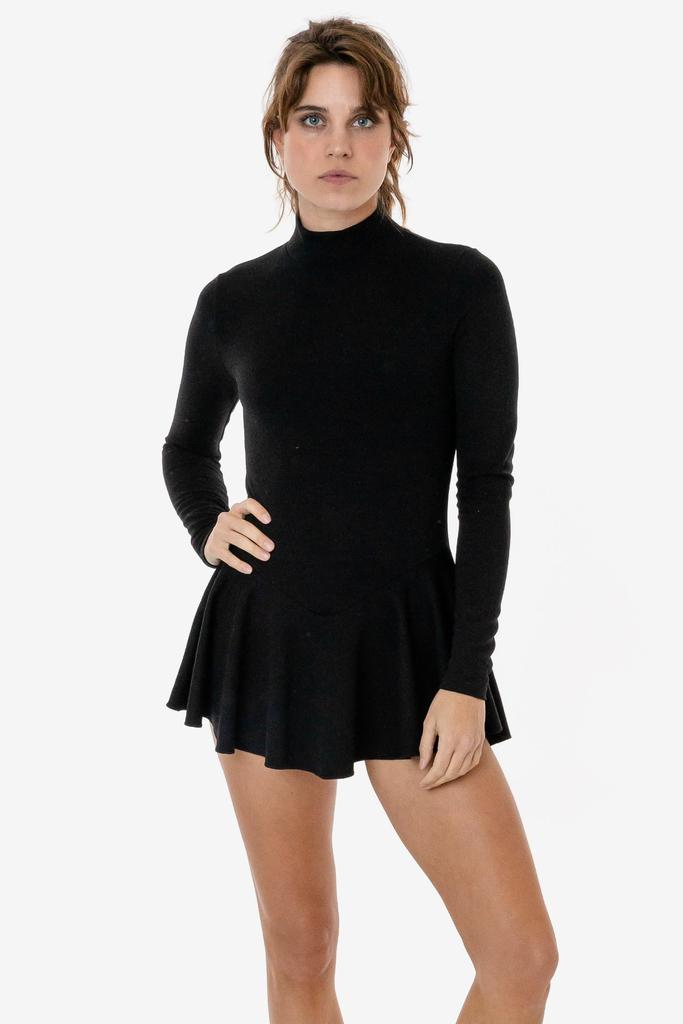 Los Angeles Apparel PON410 - Ponte Long Sleeve Mockneck Skirted Leotard