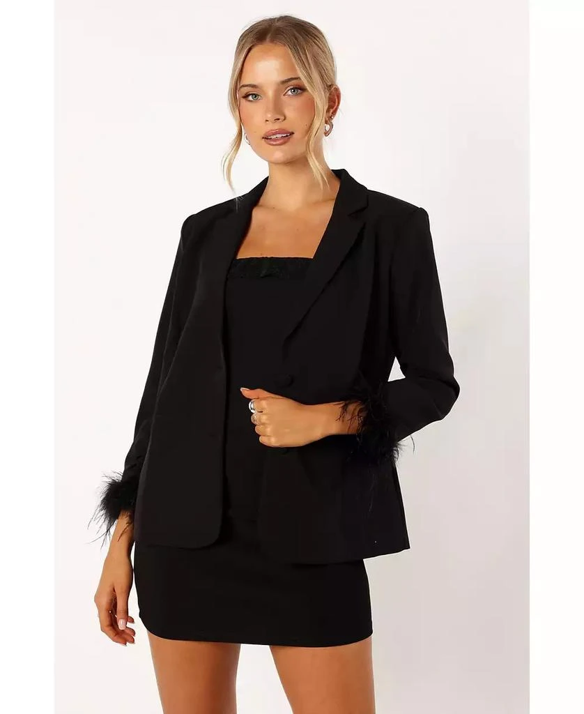 Petal and Pup Women's Rosemary Faux Feather Sleeve Blazer 1