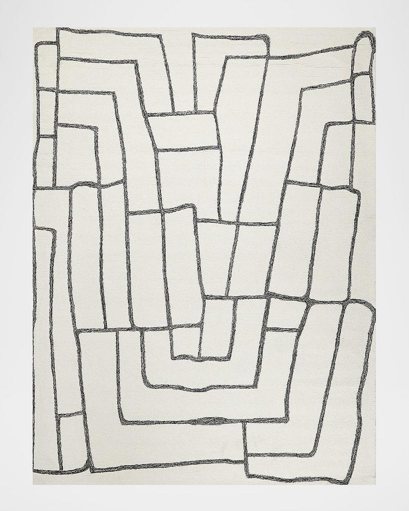 Exquisite Rugs Tangiers Hand-Tufted Ivory/Black Rug, 9' x 12'