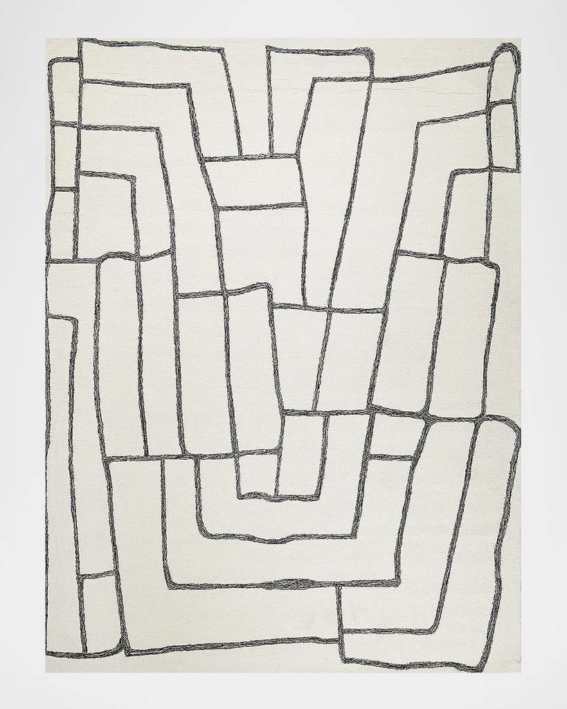 Exquisite Rugs Tangiers Hand-Tufted Ivory/Black Rug, 9' x 12' 1