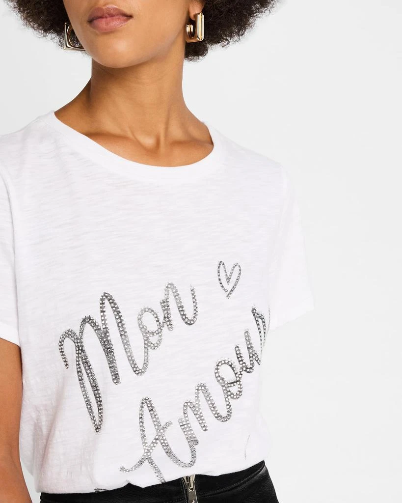 Cinq a Sept Mon Amour Rhinestone Cotton Tee 5