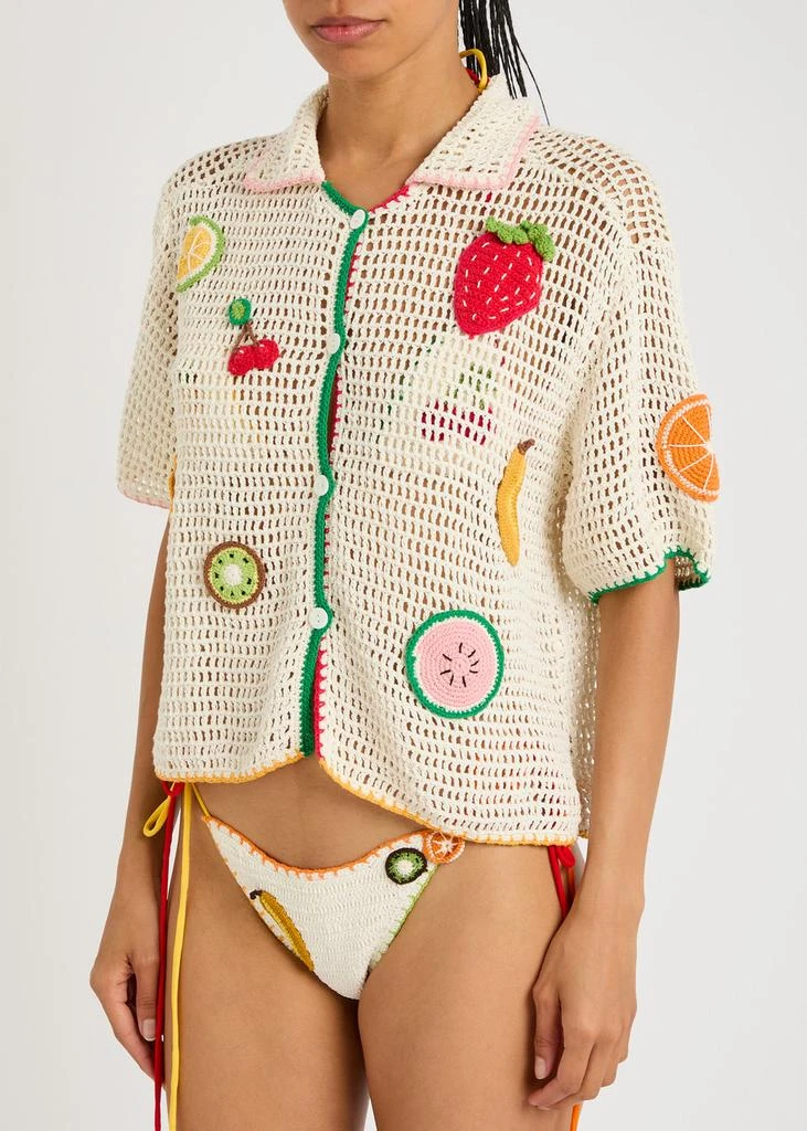 LESLIE AMON Tutti Frutti appliqué open-knit shirt 2