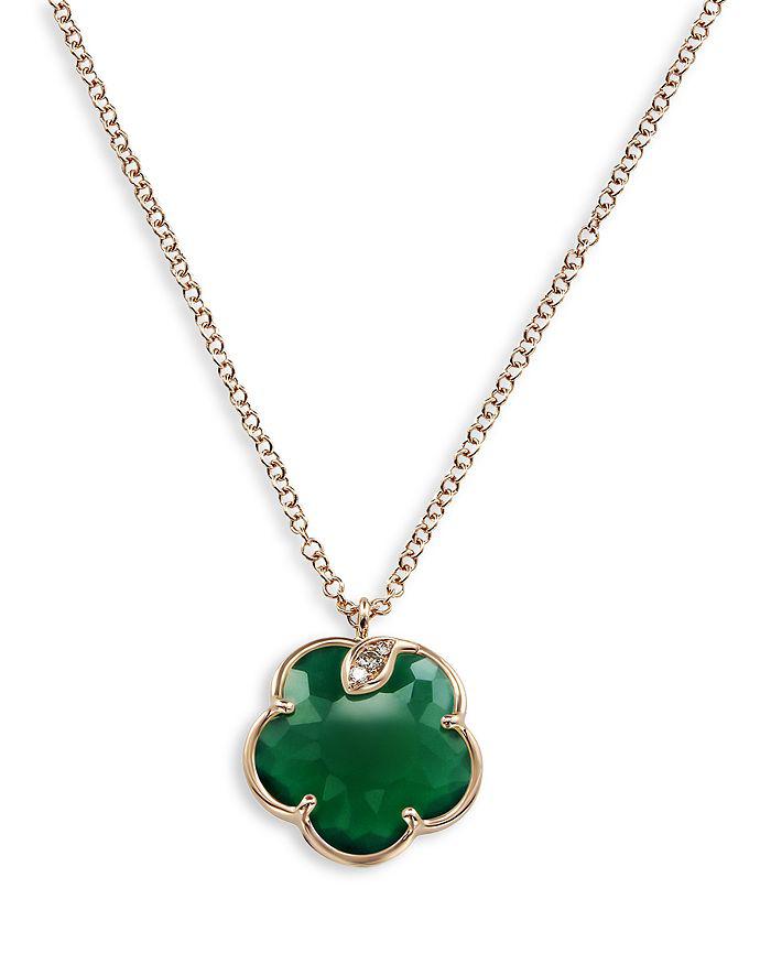 Pasquale Bruni 18K Rose Gold Petit Joli Green Agate and Diamond Pendant Necklace, 16.75"