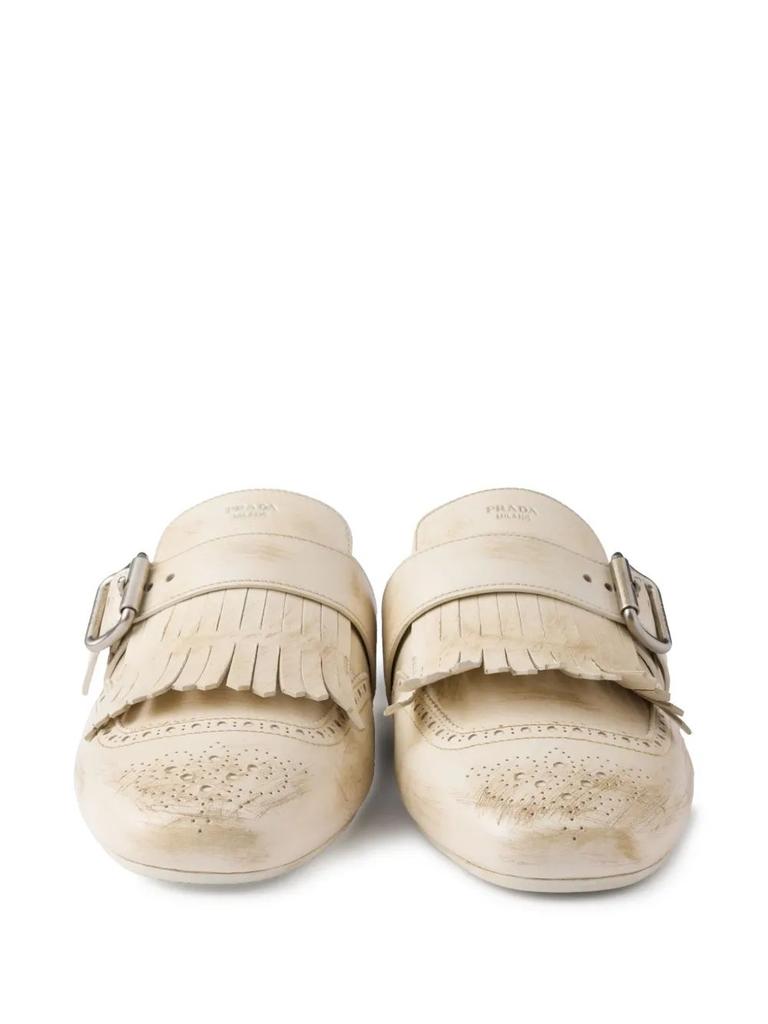 スリッポン PRADA IVORY LEATHER SHUFFLE SLIPPERS Prada IVORY LEATHER SHUFFLE SLIPPERS - Slippers - BeyondStyle