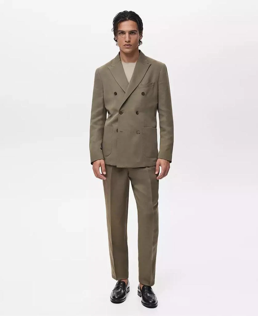 Mango Men's Linen Slim-Fit Double-Breasted Suit Blazer 2