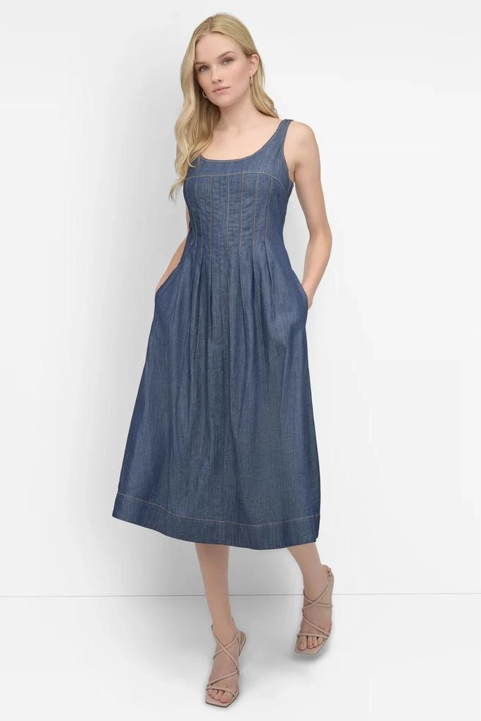 DKNY CORSET SITTED DENIM DRESS 8