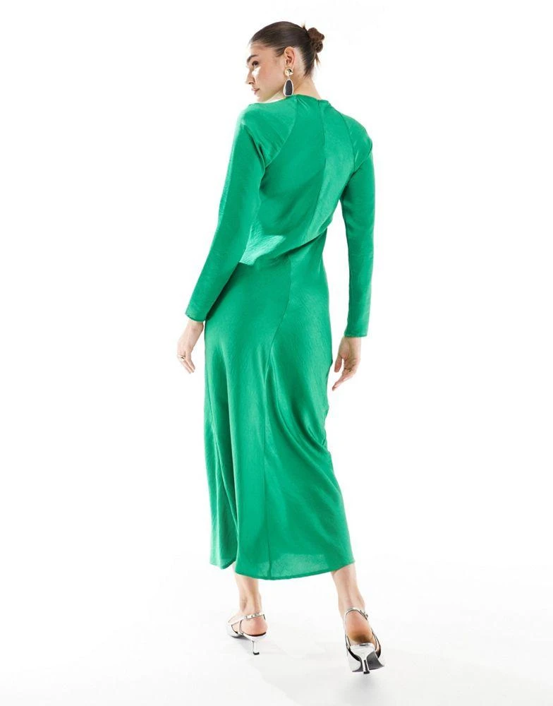 asos emerald green dress Simple V Neck Backless Emerald Green Satin Long Prom Dress, Backless E –  abcprom main image 1