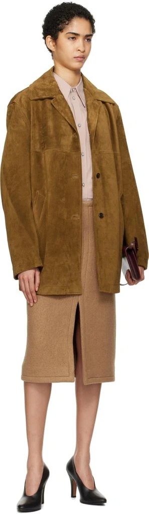 Carven Tan Short Split Suede Coat 5