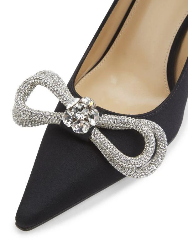 Mach & Mach 90MM Rhinestone Embellished Bow Satin Pumps 6