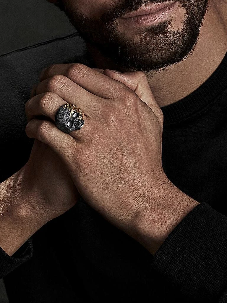 David Yurman Waves Skull Ring with 18K Yellow Gold 5