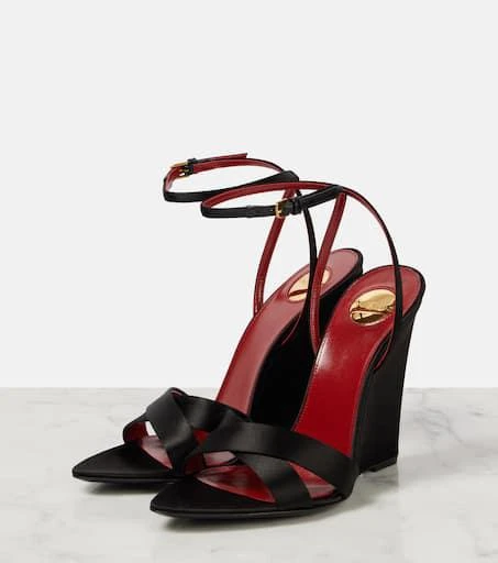 Yves Saint Laurent Bibi 110 crêpe satin wedge sandals 4