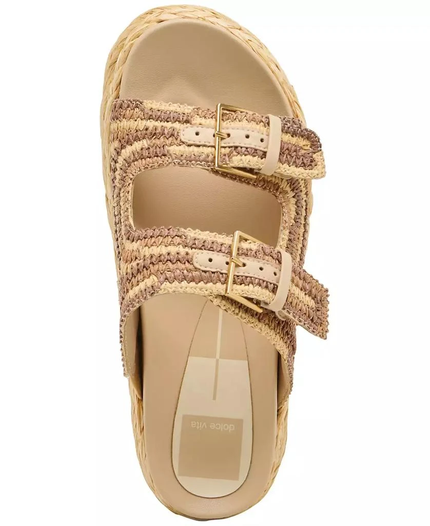 Dolce Vita Women's Falyn Platform Double Buckle Raffia Woven Footbed Sandals 4