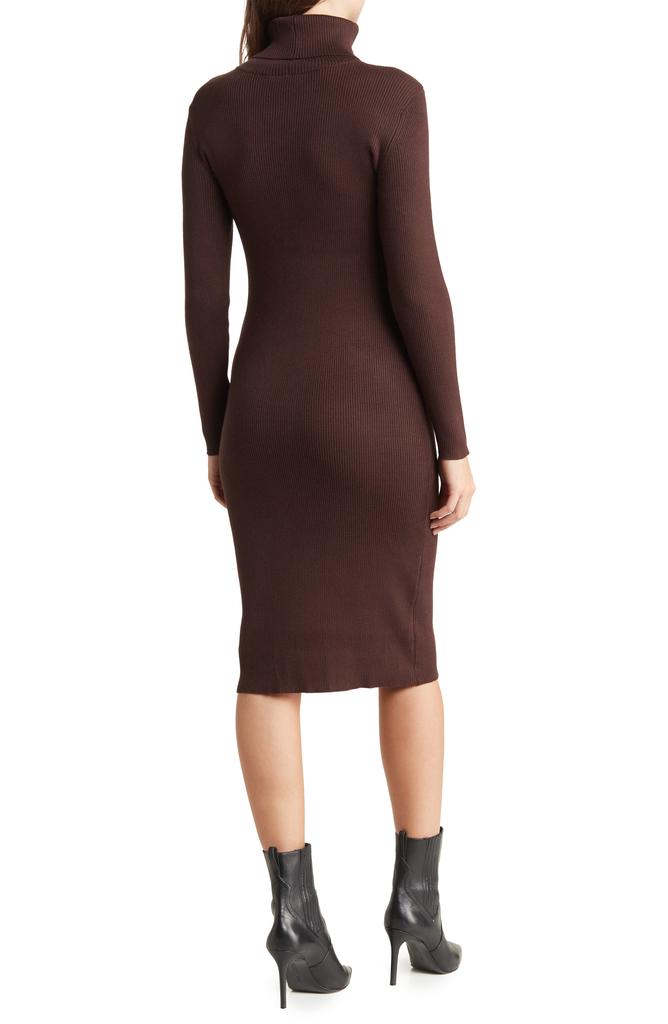 Nina Leonard Turtleneck Ribbed Midi Sweater Dress