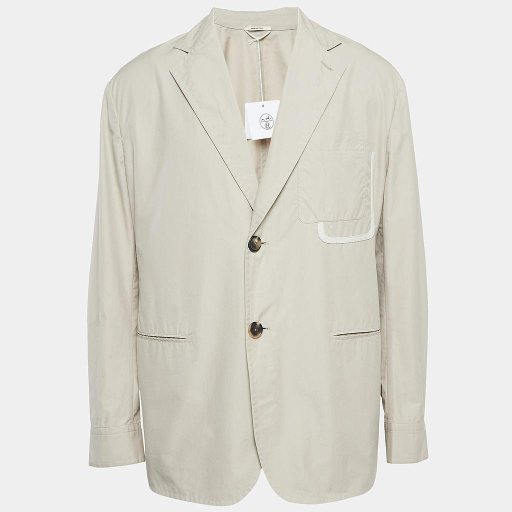 Hermes Hermes Tan Khaki Poplin Button-Up Jacket M