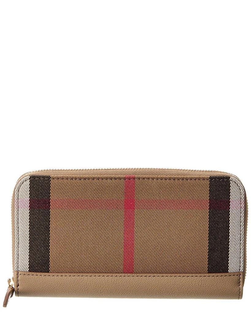Burberry Check Canvas & Leather Zip Around Wallet 1