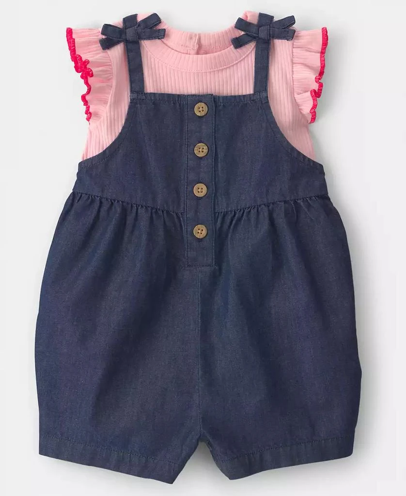 Carter's Baby Girls' Ruffled Sleeve T-Shirt and Chambray Romper, 2-Piece Set