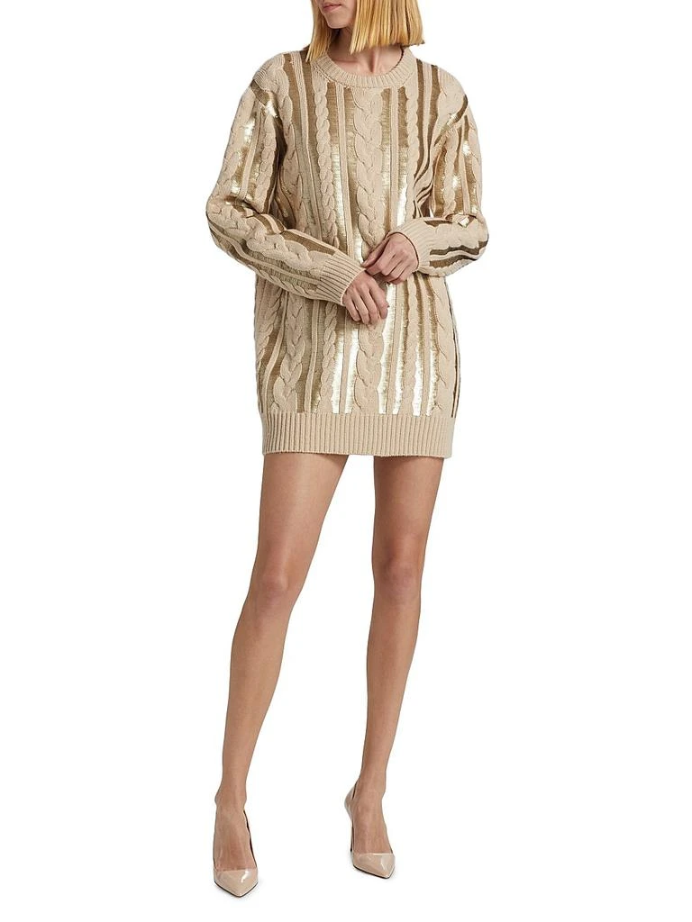 brigitte knit dress Baltic Born Womens Birgitta Ribbed Sweater Dress | Black + Gold main image 0
