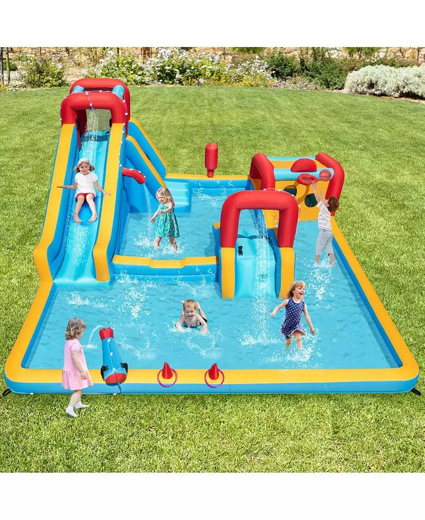 Mecale 9-in-1 Inflatable Double Water Slide Park Giant Bounce House, 735W Blower Included 6