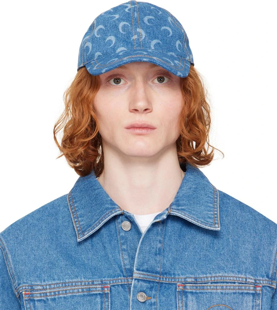 MARINE SERRE Blue Moon Laser Denim Baseball Cap 1