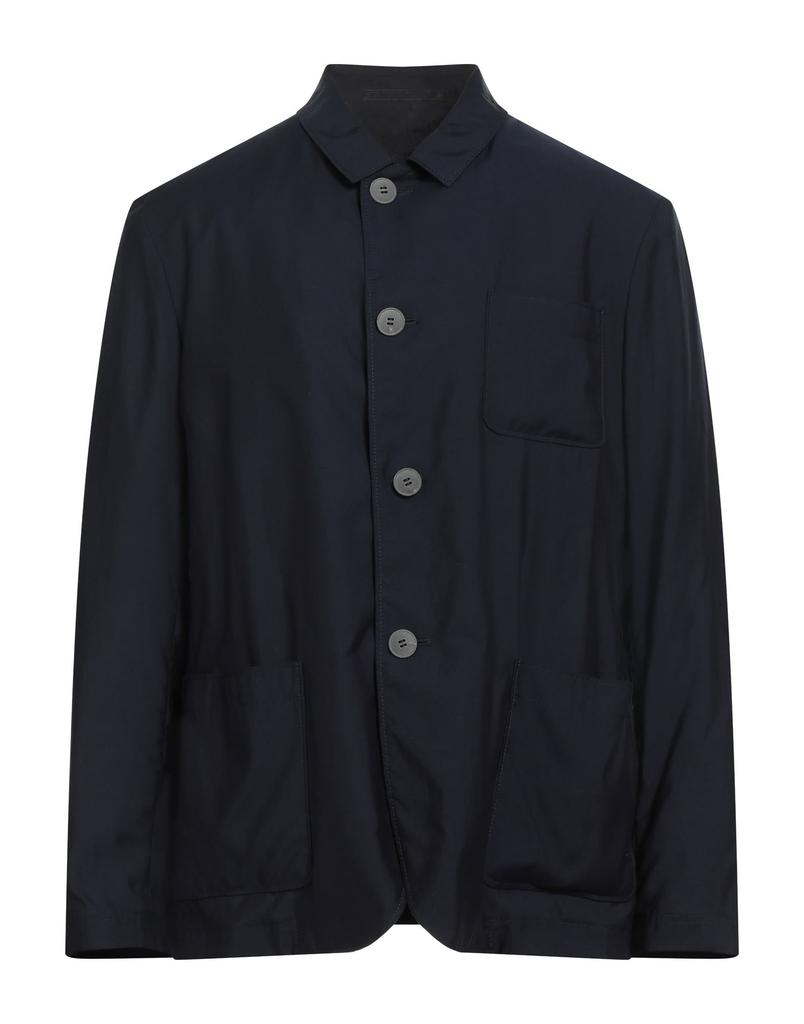 Giorgio Armani Layered Navy Blue Shirt With Band Collar And