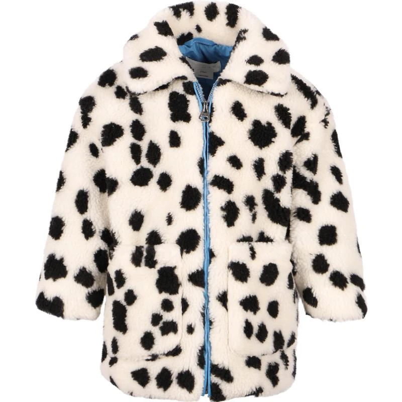 Stella McCartney Dalmatian print faux fur coat in black and white 1