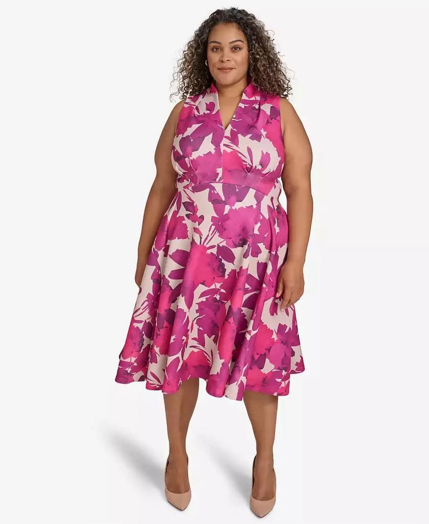 Calvin Klein Plus Size Floral-Print Fit & Flare Dress 1