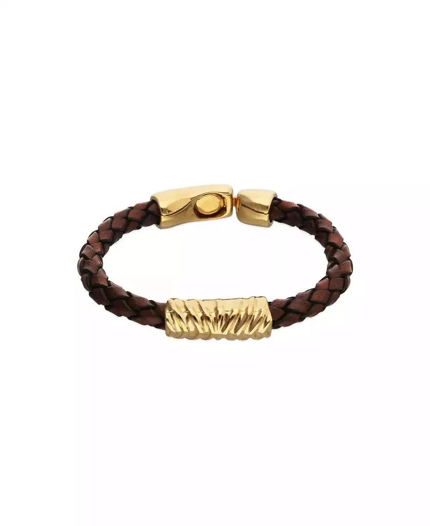 UNOde50 Leather And 18K Gold Alloy Bracelet with Links