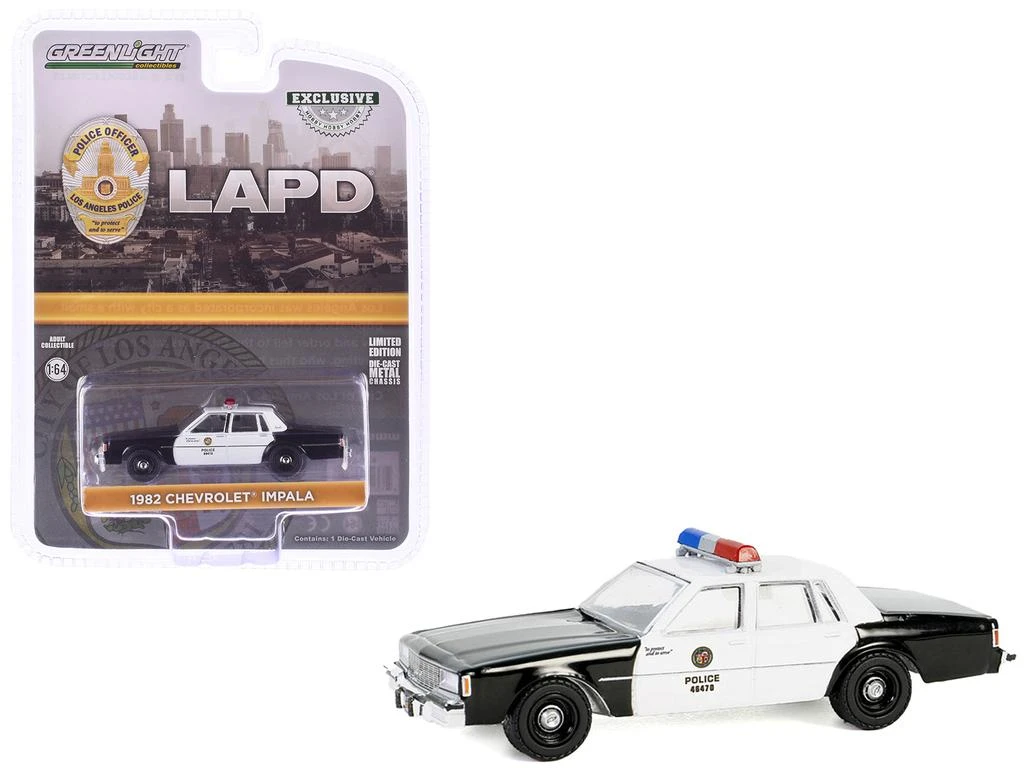 Greenlight 1982 Chevrolet Impala "LAPD (Los Angeles Police Department)" Black and White "Hobby Exclusive" Series 1/64