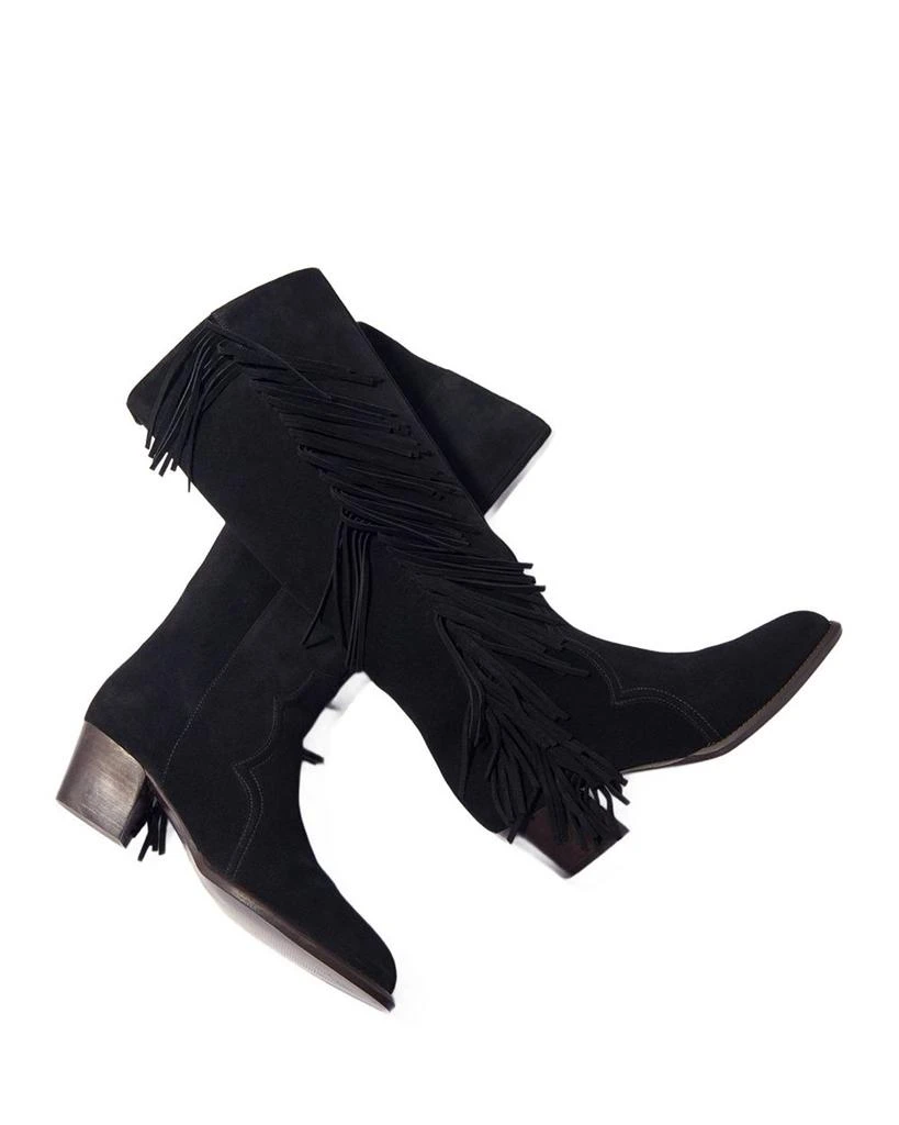 Maje Women's Fringed Suede Cowboy Boots 8