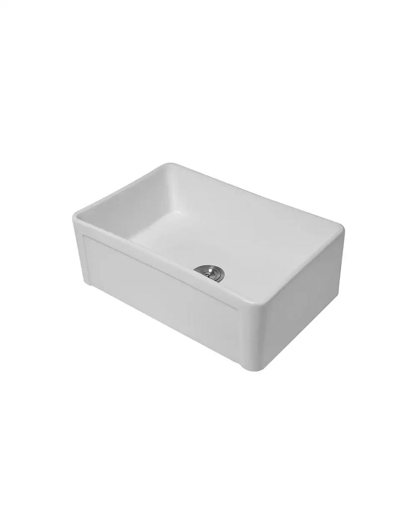 Flynama 33x20x9 Inch Farmhouse Kitchen Sink Premium Porcelain Ceramic Apron Front Single Bowl With Stainless Steel Drain Assembly And Dish Grid 8