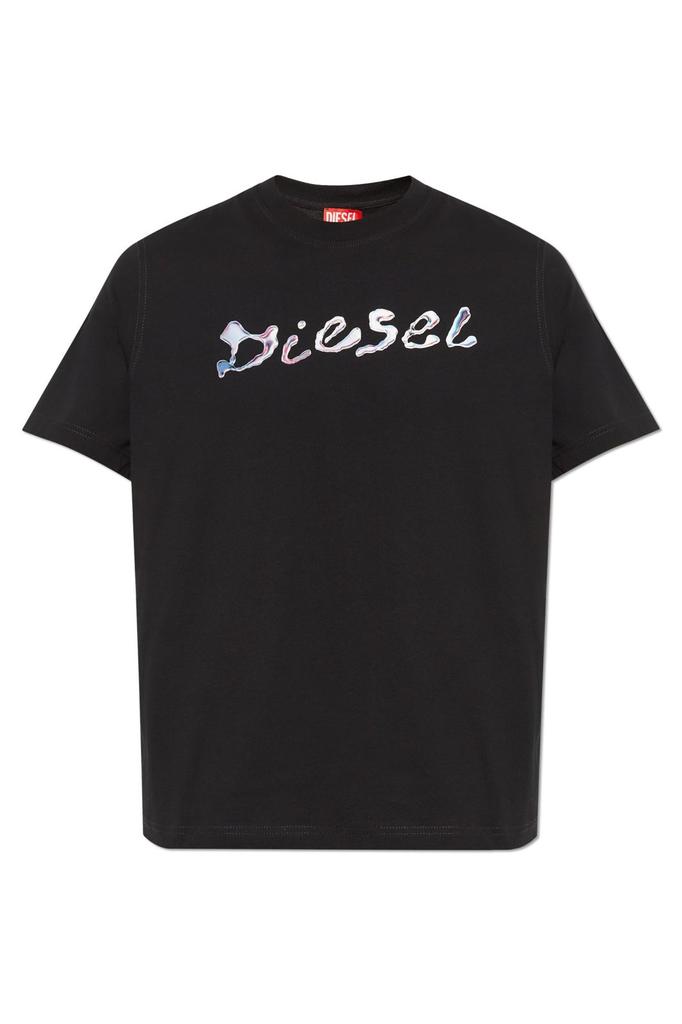 Diesel Diesel Distressed Flocked Logo T-Shirt - T-Shirts