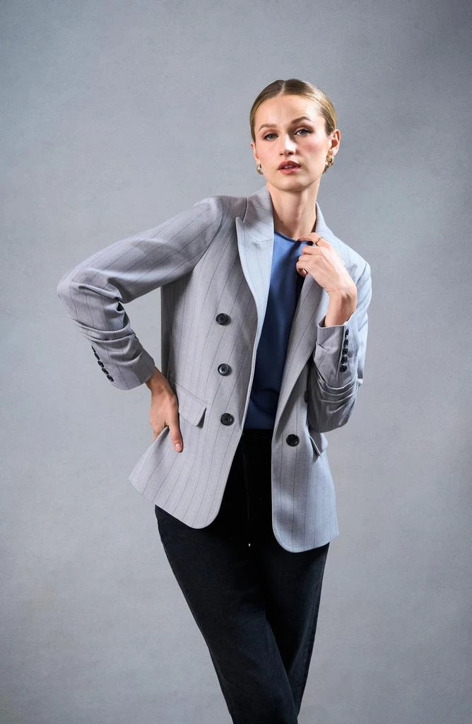 Halogen Pinstripe Open Front Blazer 7