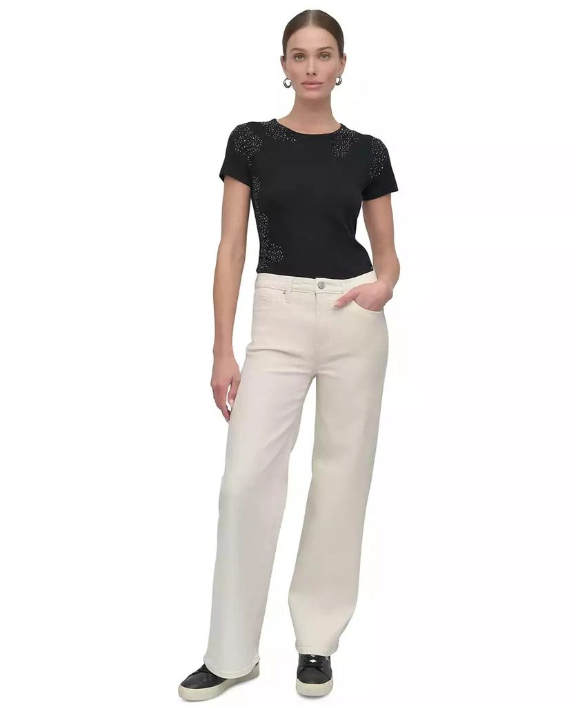 DKNY Petite Houston High-Rise Wide-Leg Jeans 1